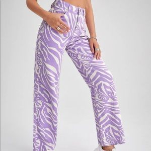 Purple and White Zebra Striped Pants